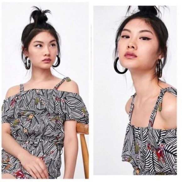 2 for $30 ZARA BASIC Animal Print Romper - Picture 1 of 11